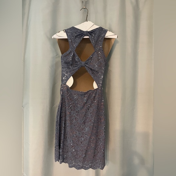 Light Blue Sparkly Homecoming Dress - Picture 2 of 3